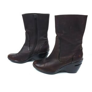 Cole Haan Leather Wedge Ankle Boots 7 B Brown Comfort Casual Minimalist Luxe